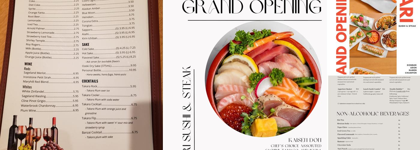 Nari Sushi & Steak Menu