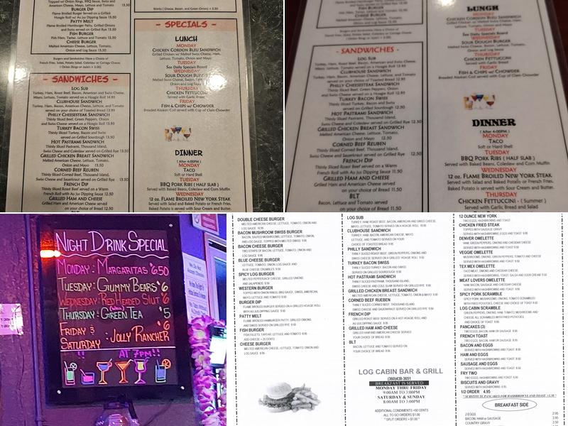Log Cabin Bar & Grill Menu