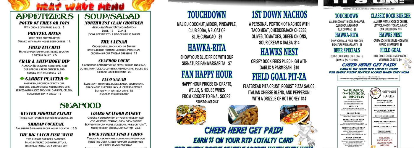 Rock The Dock Pub & Grill Menu