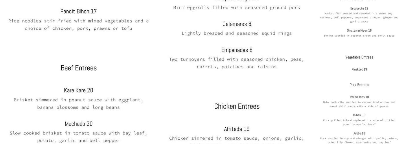 Cebu Restaurant Menu