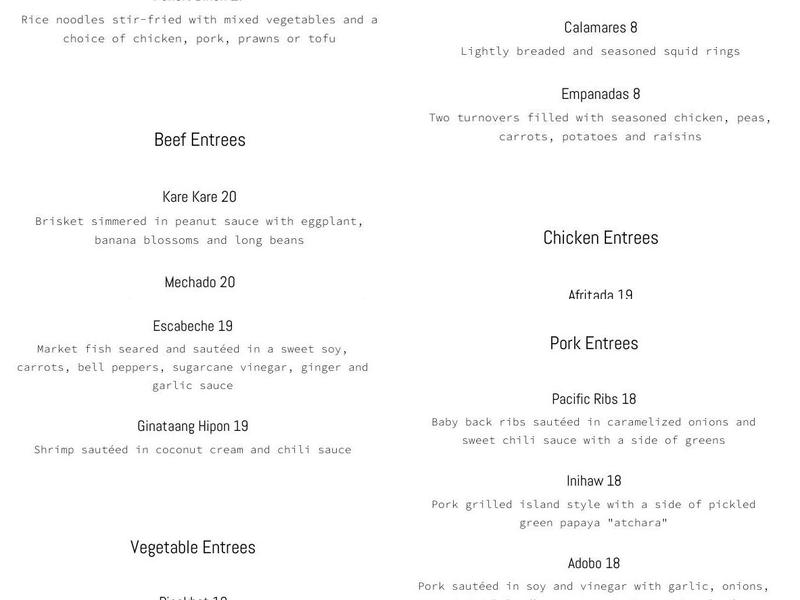 Cebu Restaurant Menu