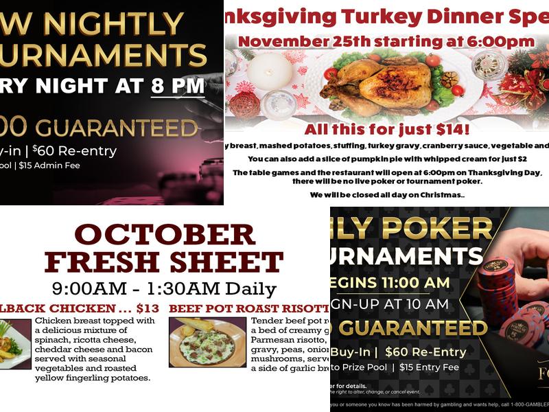 Fortune Casino Lacey Menu