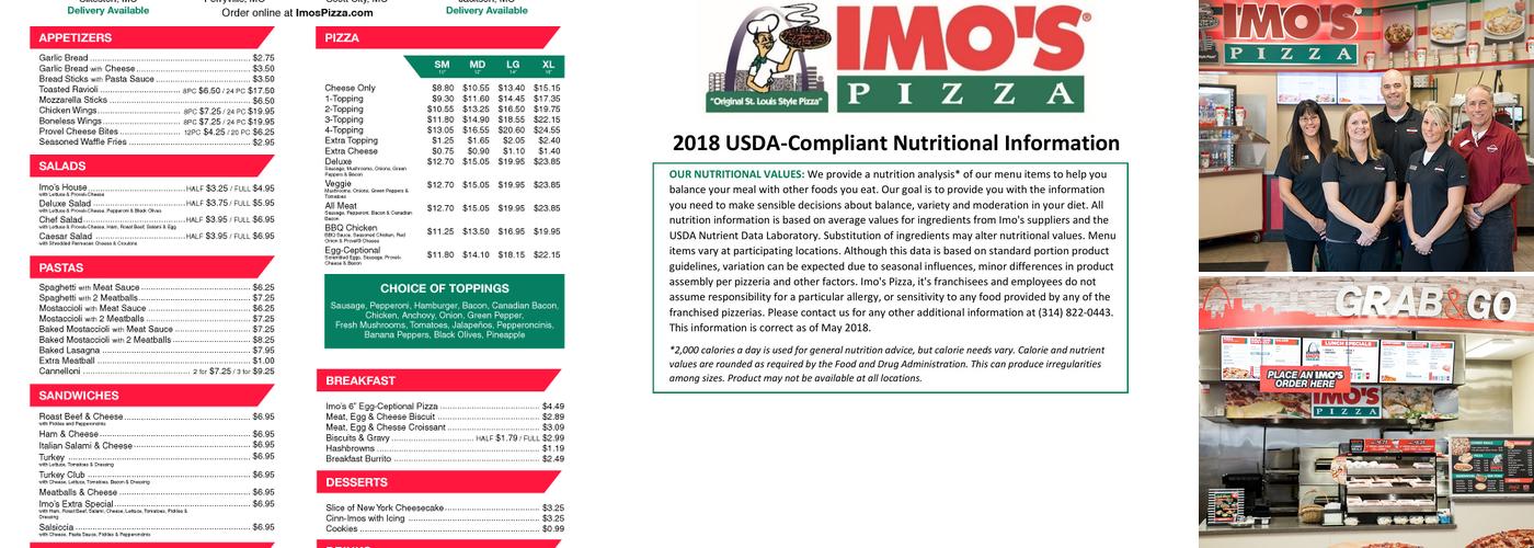 Imo's Pizza Menu