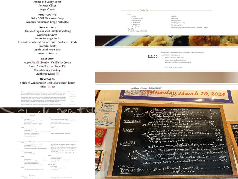 Bloodroot Menu