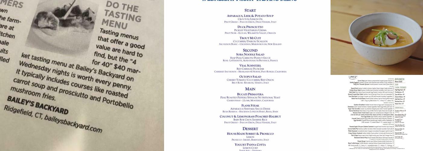 Bailey's Backyard Menu