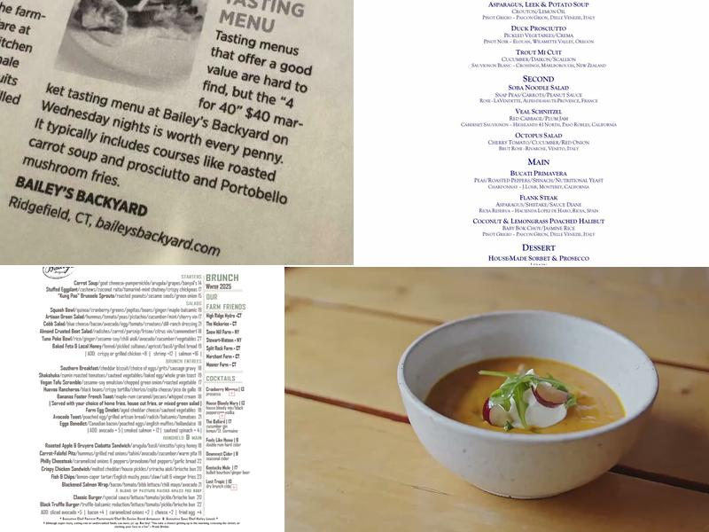 Bailey's Backyard Menu