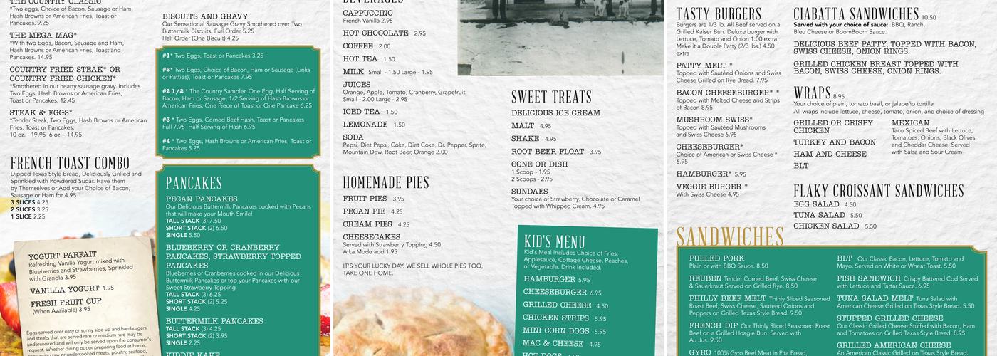 Frannie May's Cafe Menu