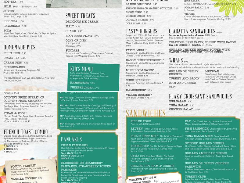 Frannie May's Cafe Menu
