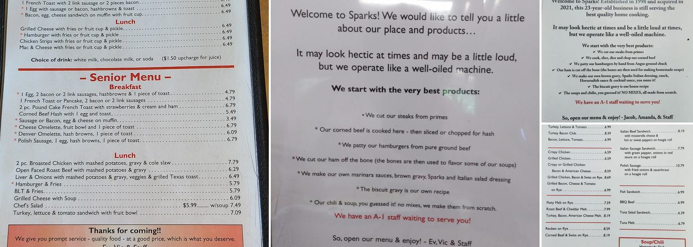 Sparks Grill Menu