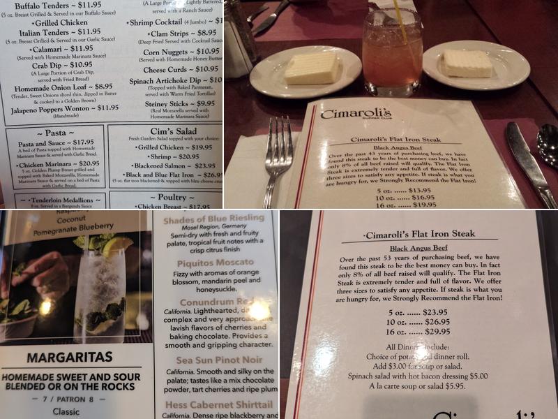 Cimaroli's Supper Club Menu