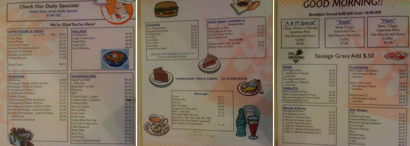 A & M Restaurant Menu
