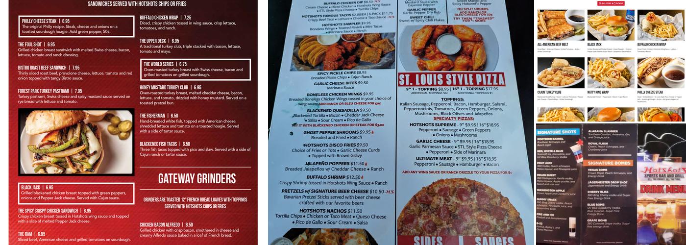 Hotshots Sports Bar & Grill Menu