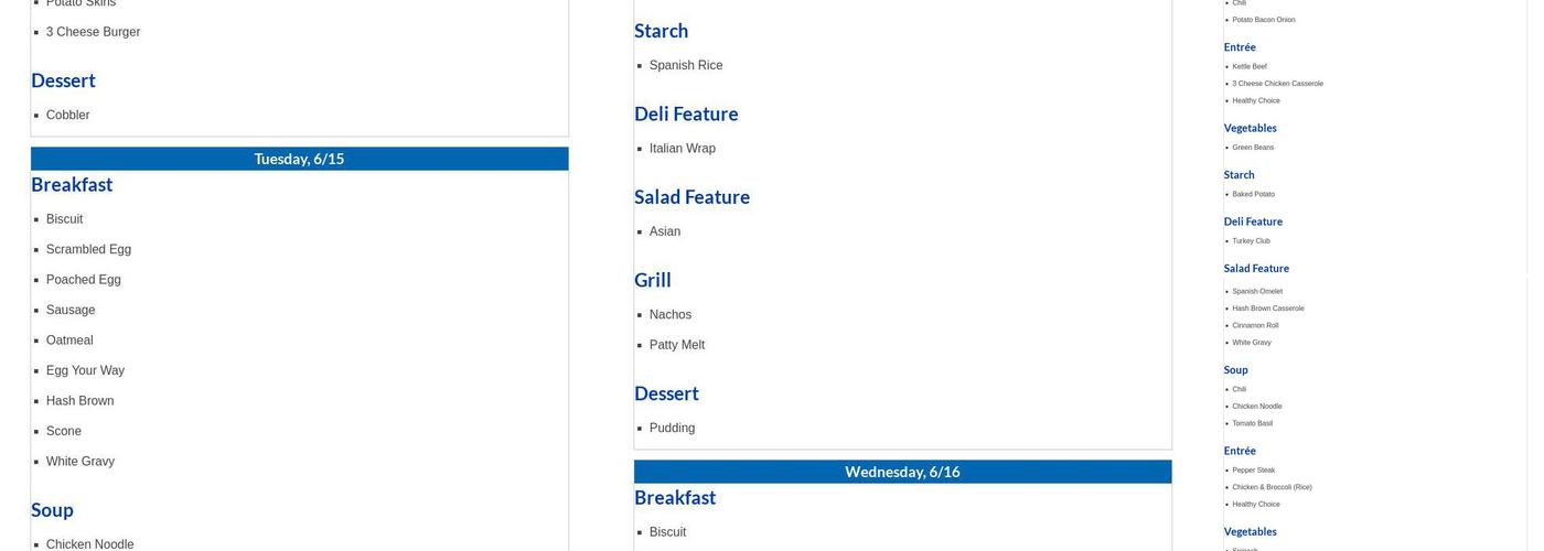The Tuscan Sun Restaurant Menu