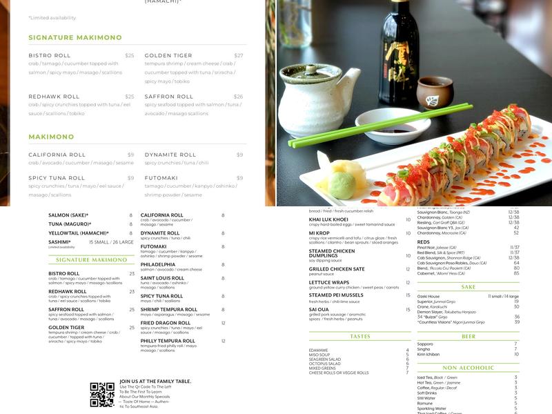 Bistro Saffron Menu