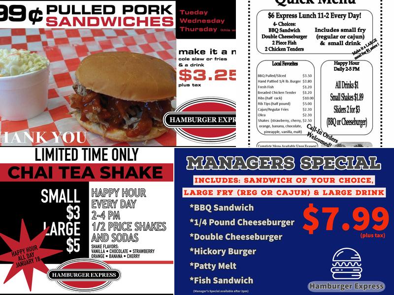 Hamburger Express Menu