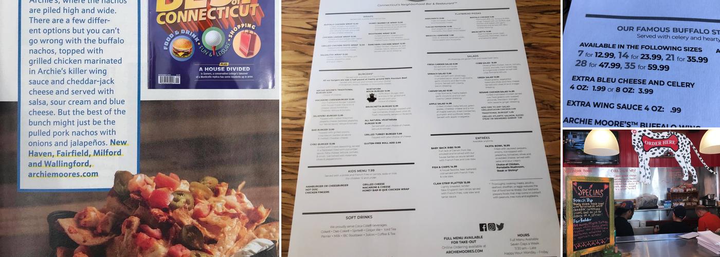 Archie Moore's Bar & Restaurant Menu