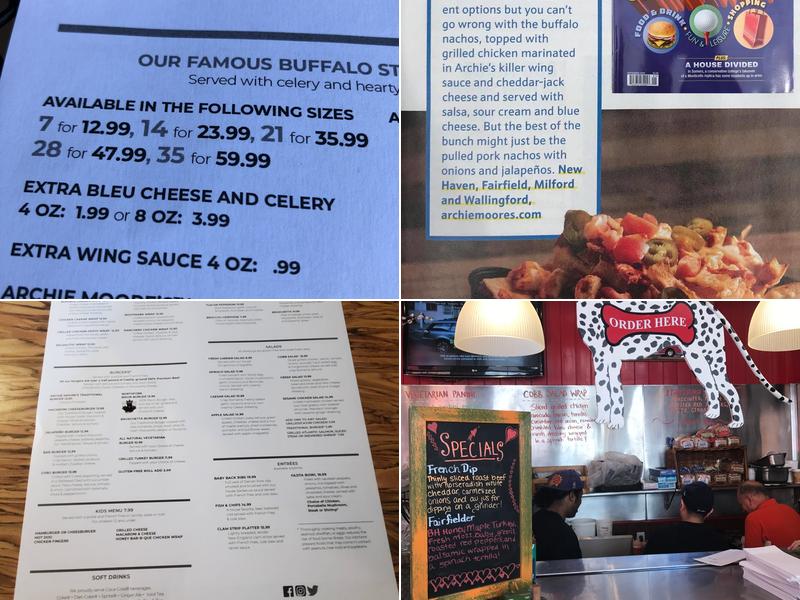 Archie Moore's Bar & Restaurant Menu