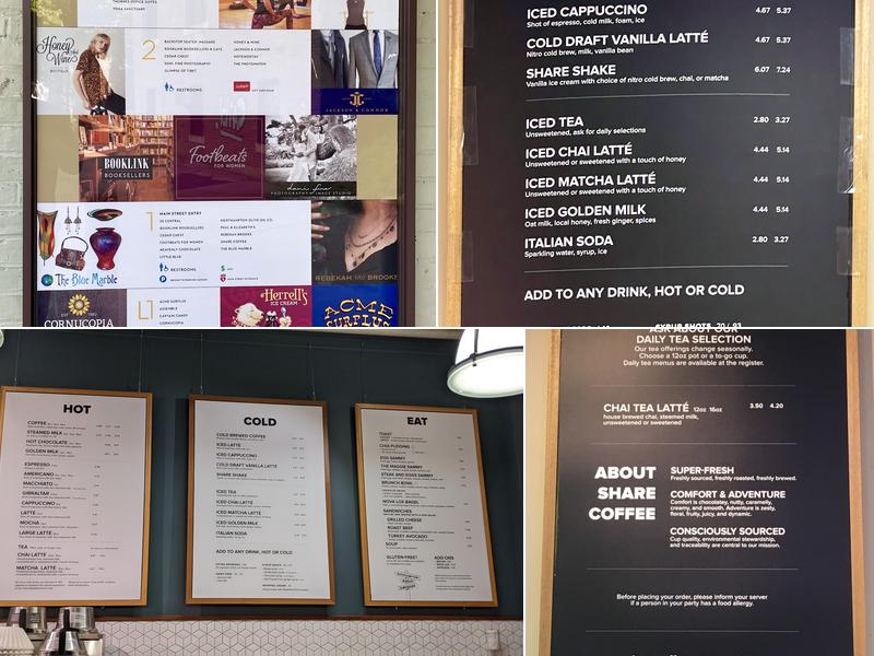 Share Coffee Northampton Menu