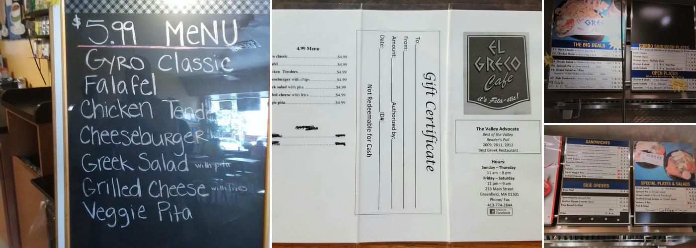 El Greco Menu