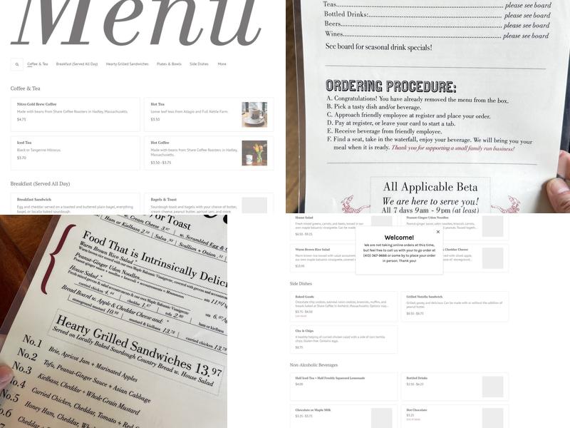 The Lady Killigrew Cafe Menu