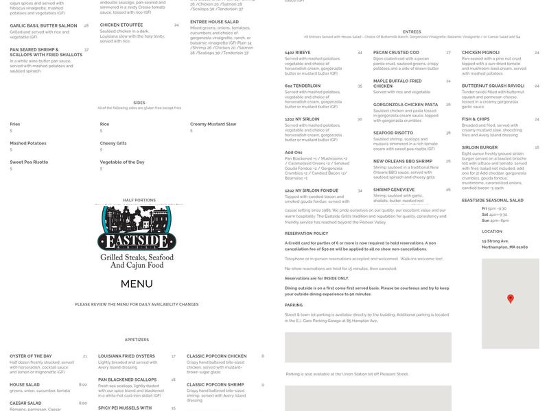 Eastside Grill Menu