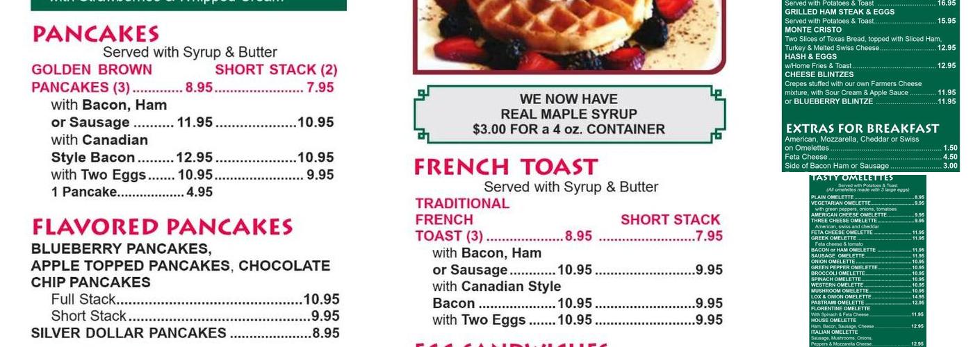 Easthampton Diner Restaurant Menu