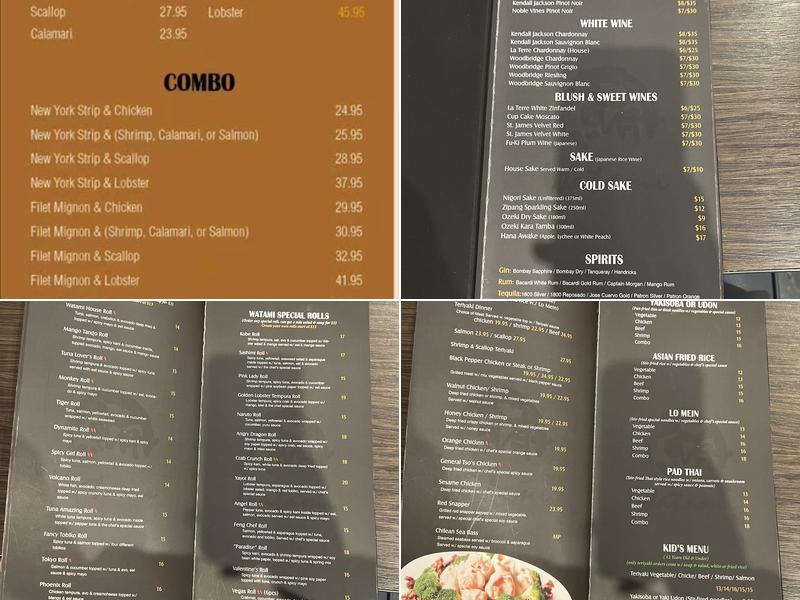 Watami Sushi & Hibachi Steakhouse (Cape Girardeau) Menu