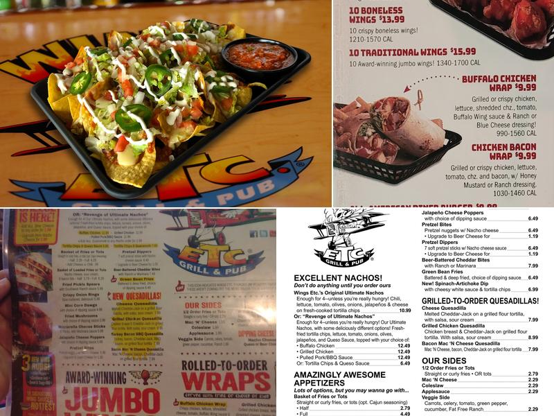 Wings Etc. Menu