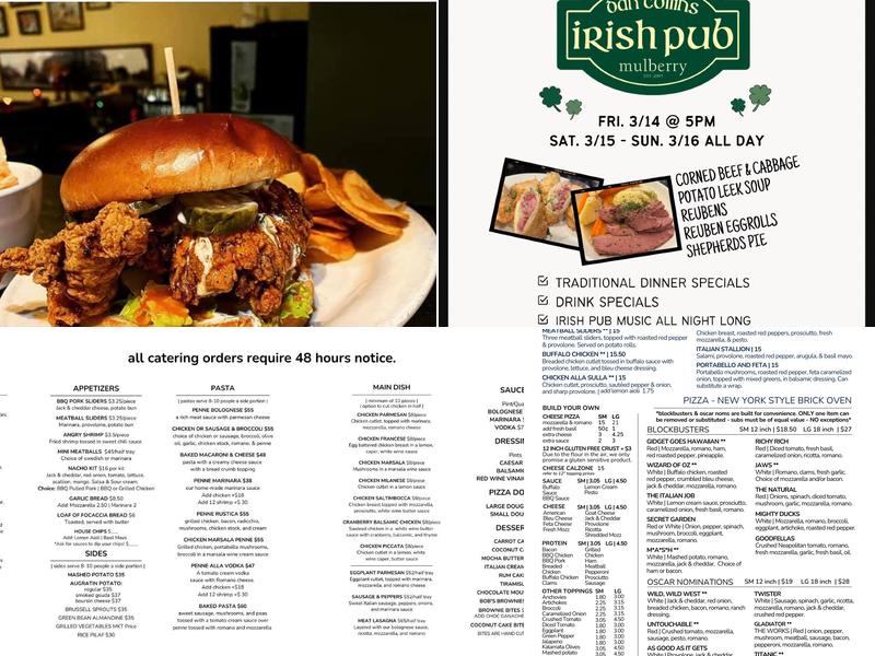 Mulberry Street Pizza Menu