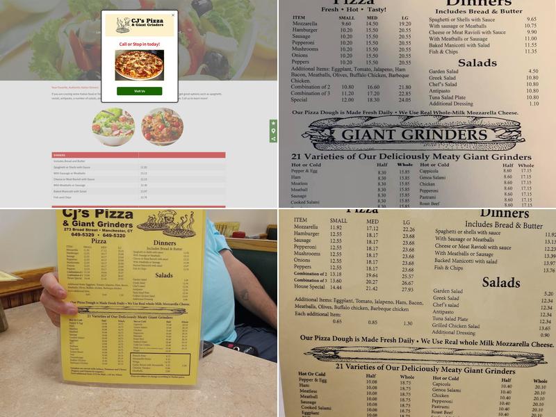 CJ's Pizza and Giant Grinders Menu