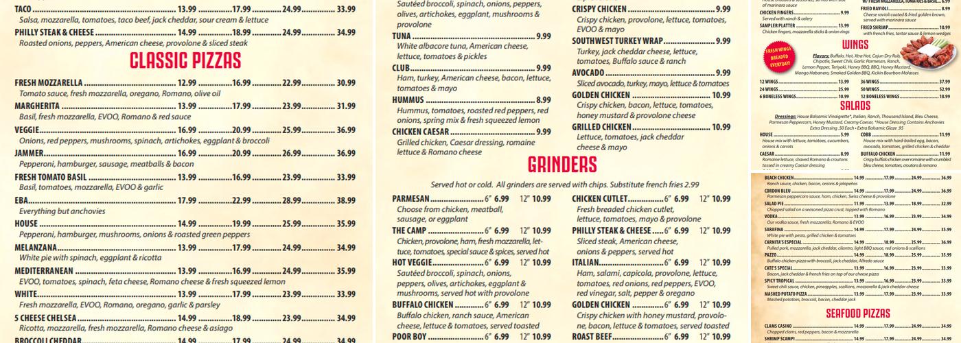 Woodbridge Pizza Manchester Menu