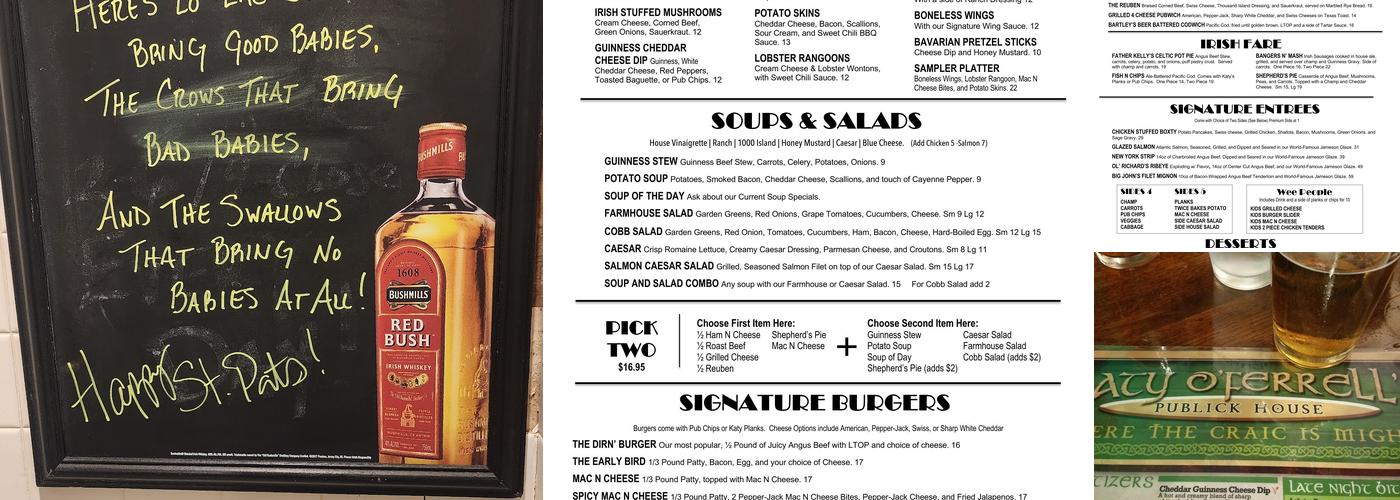 Katy O'Ferrell's Publick House Menu