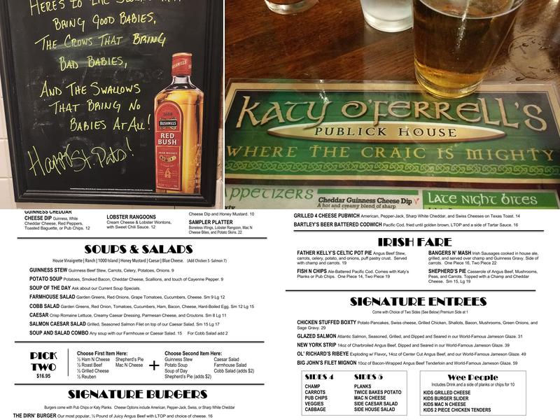 Katy O'Ferrell's Publick House Menu