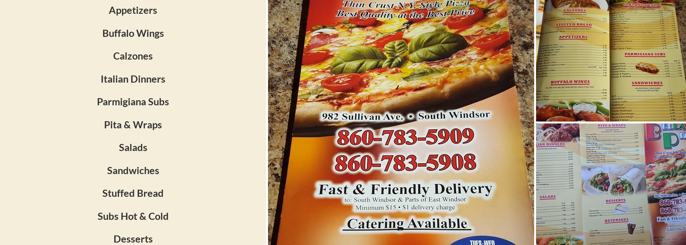 Bella Pizza Menu