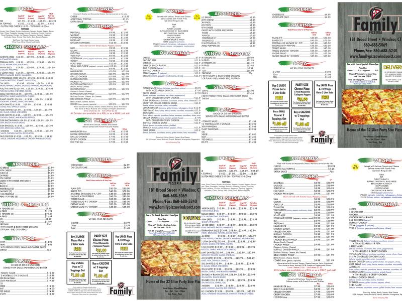 Family Pizzeria Menu