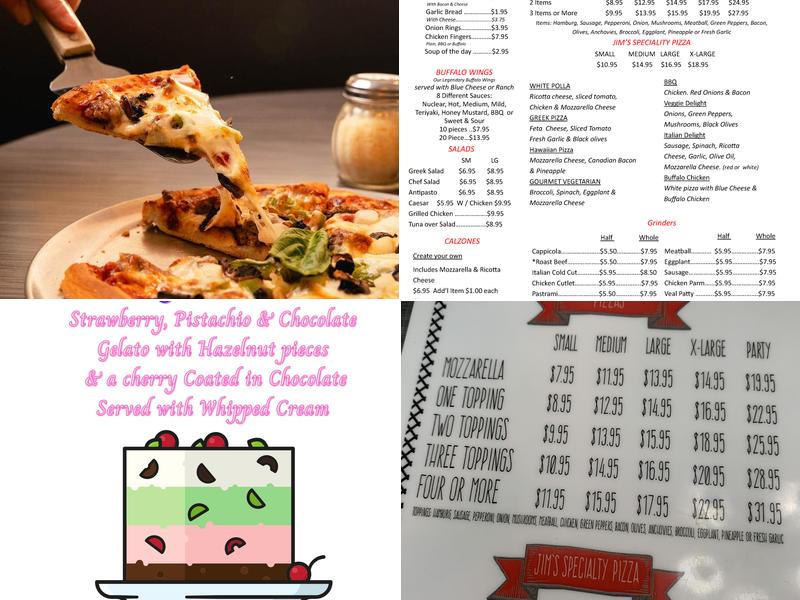 Jim's Pizza Menu