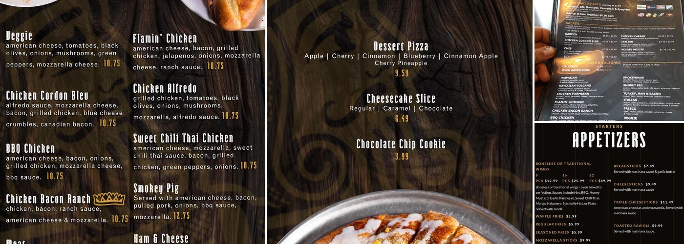 Martel's Pizza Menu
