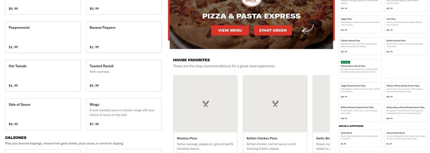 Pizza & Pasta Express Menu
