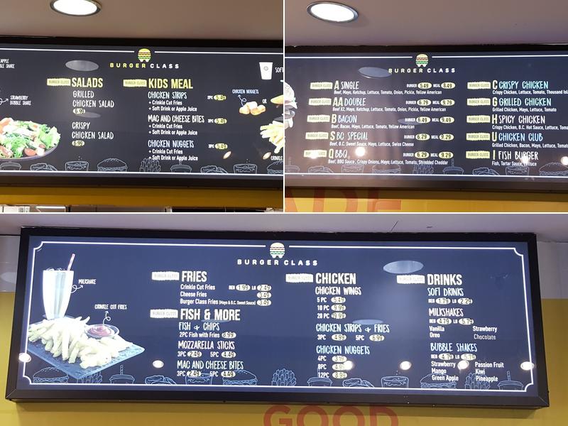 Burger Class Menu