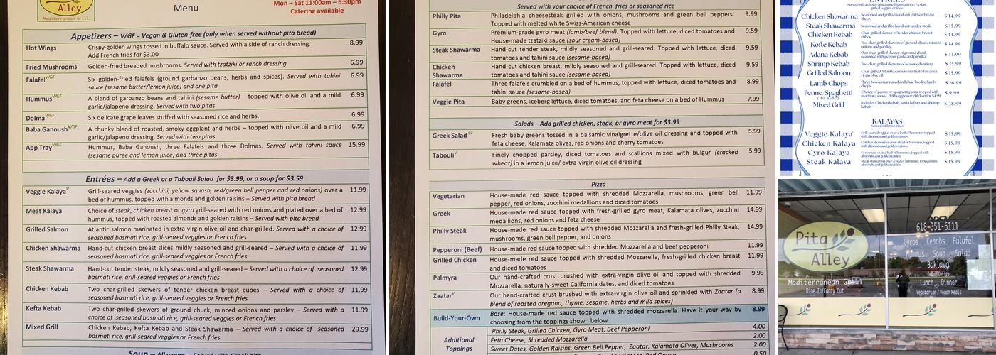 Pita Alley Menu