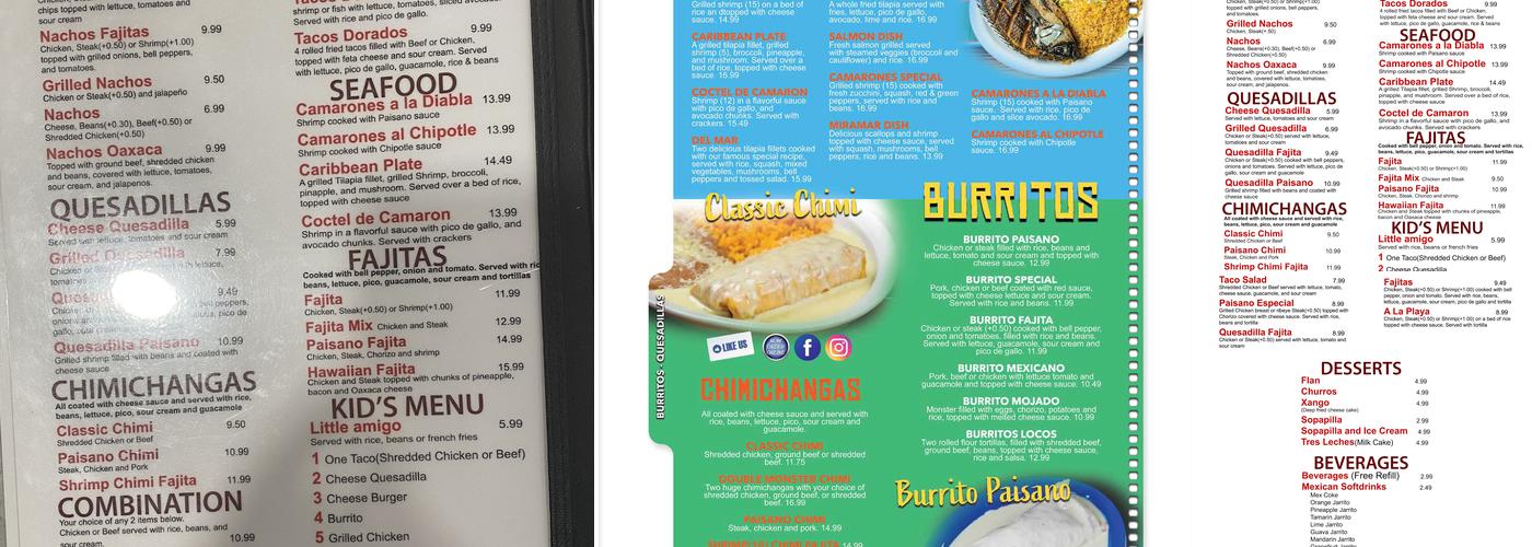 El Paisano Grill and Bar Menu