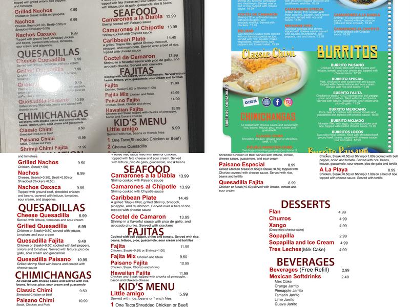 El Paisano Grill and Bar Menu