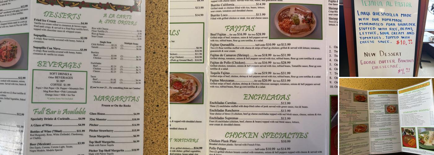 El Tequila Mex Restaurant Menu