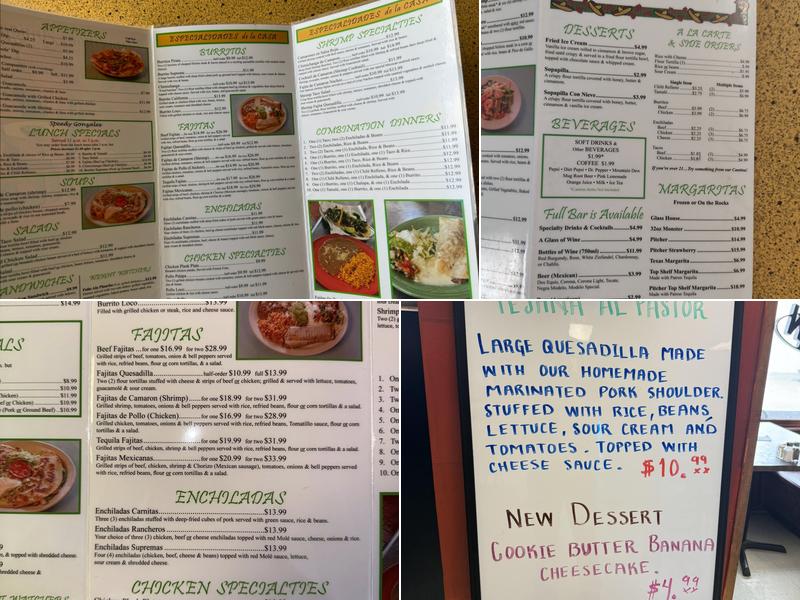 El Tequila Mex Restaurant Menu