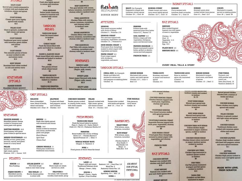 Rasham Restaurant Menu