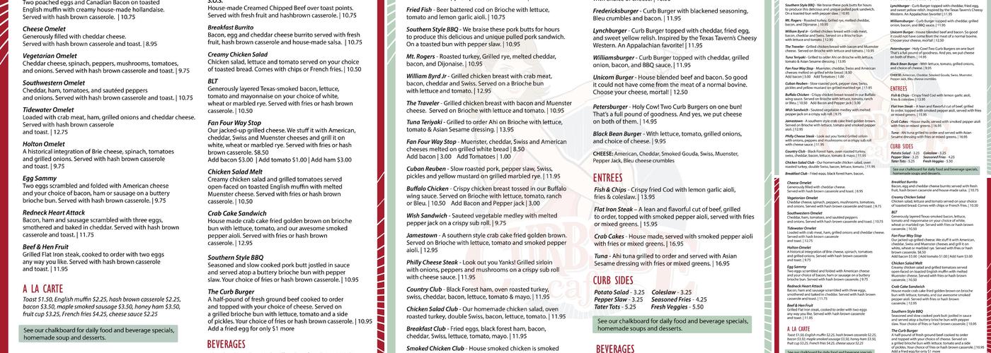 Curbside Cafe Menu