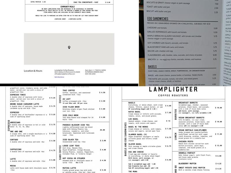 LAMPLIGHTER COFFEE ROASTERS - ADDISON ST Menu