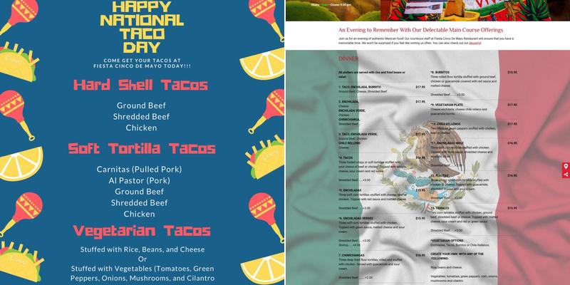 Fiesta Cinco Demayo Restaurant Menu