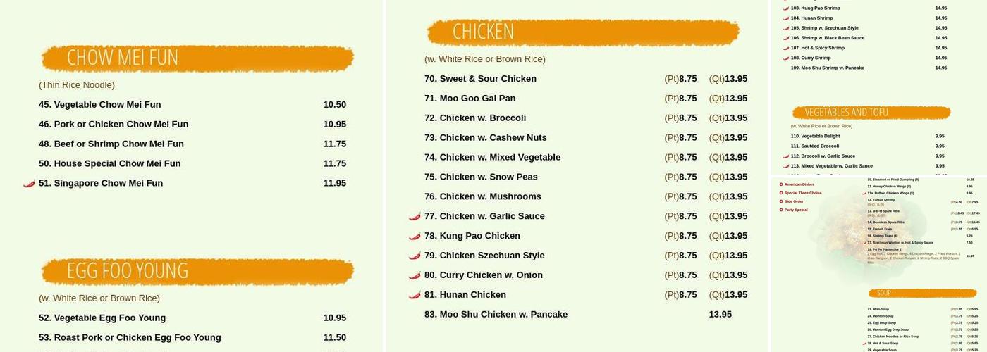 Panda King Menu