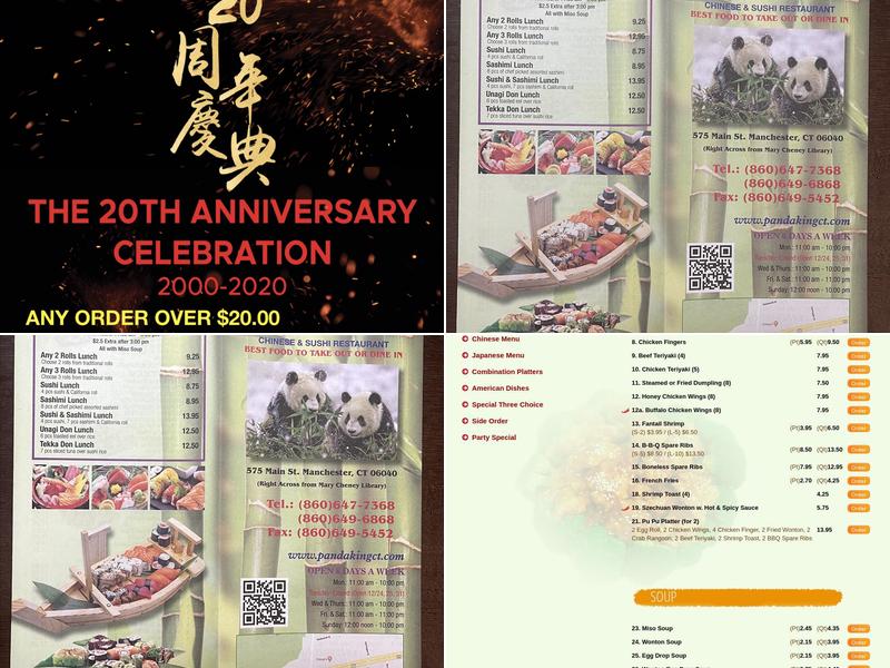 Panda King Menu